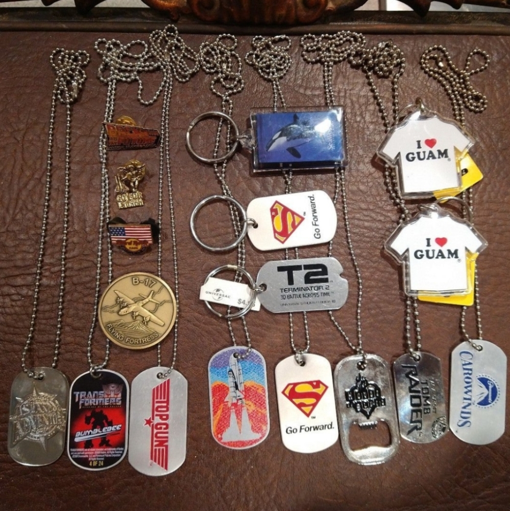 Travel Souvenir Dog Tags, Keychains, Pins, and Coin